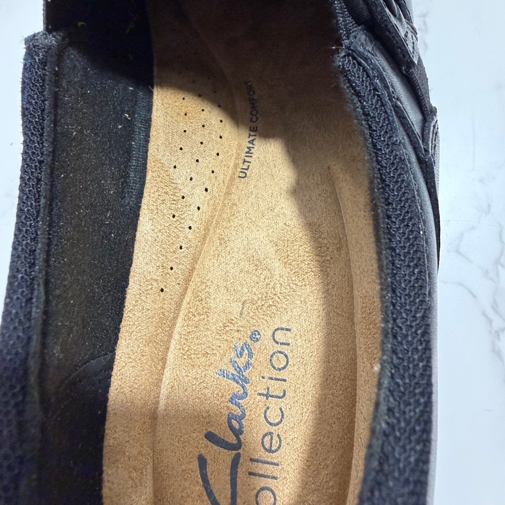 NIB Clarks Angie Pearl Black Leather Slip-On Shoe -- 9W - Picture 8 of 10